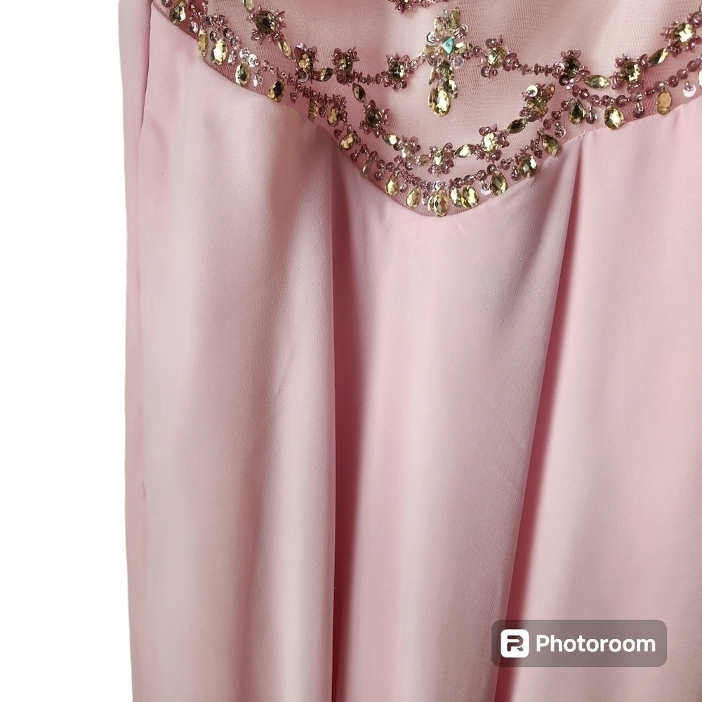 David & Johnny Baby Pink Jeweled Back Dress Sz. 7/8 Stunning Formal - Picture 2 of 8